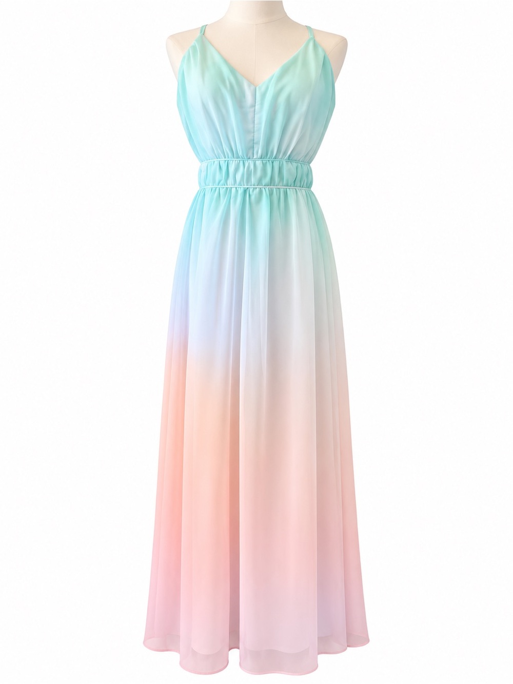 VENUS Women’s Size 10 Pastel Ombre Maxi Dress Mint Pink Strappy Formal - Picture 2 of 5